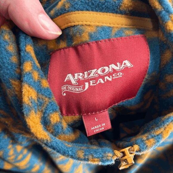 Arizona Jeans Full Zip Fleece Jacket Southwestern Aztec Geometric Style Size L - Picture 6 of 6